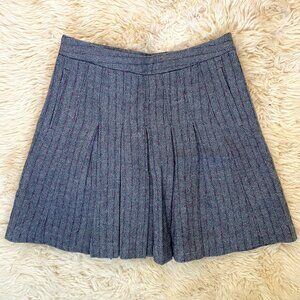 EUC Anthropologie Odille Wool Pleated Skirt Women's 8 Tweed Short Gray Purple M